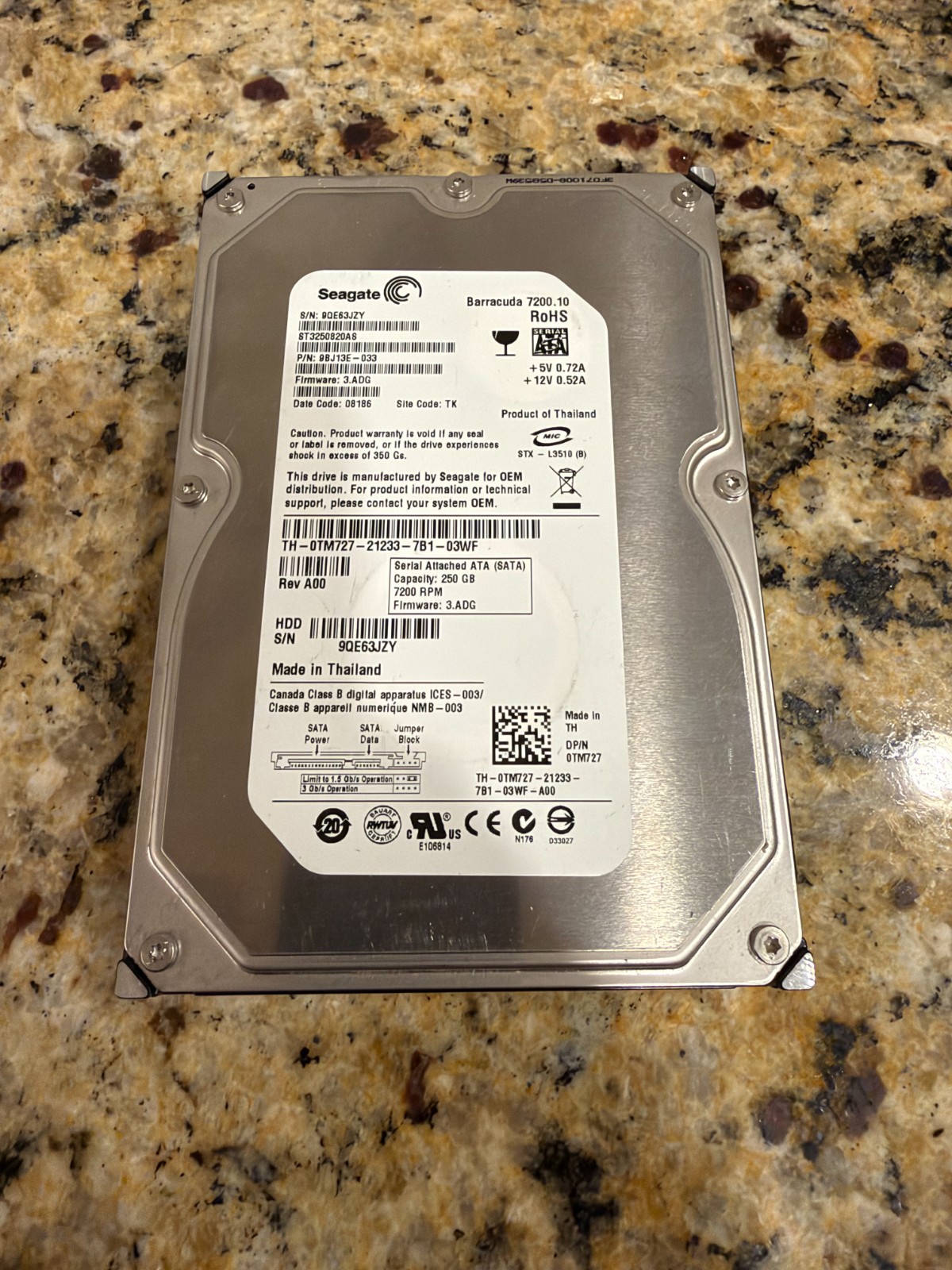 Seagate Barracuda 250GB 7200RPM SATA 3.5in HDD ST3250820AS Tested
