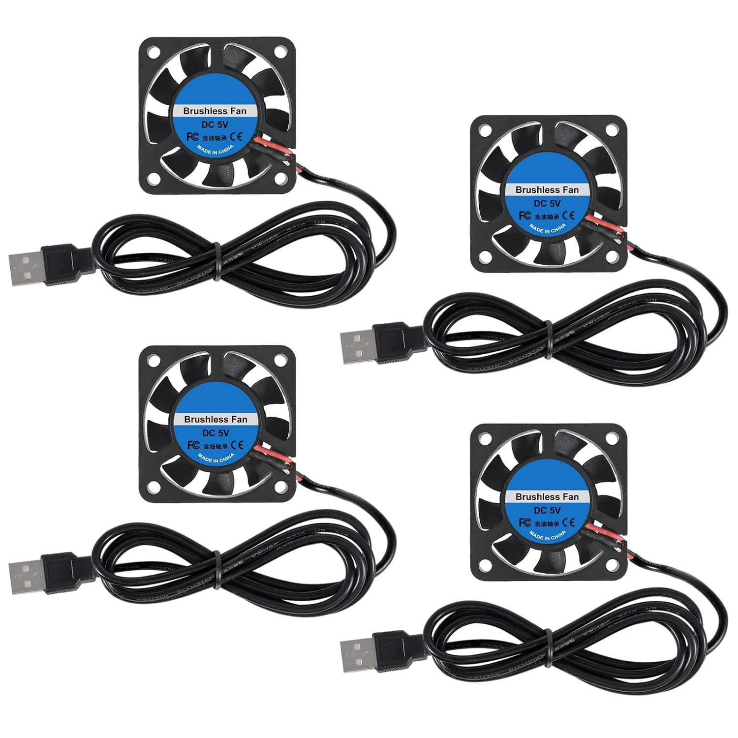 4Pcs 40mm USB Brushless Cooling Fan 5V DC Quiet Mini Computer Appliance Fan