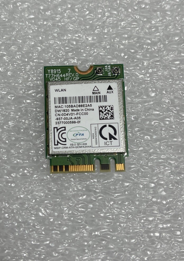 GENUINE DELL LATITUDE 5580 E5570 WIRELESS WIFI CARD DW1820 D4V21 0D4V21 WS