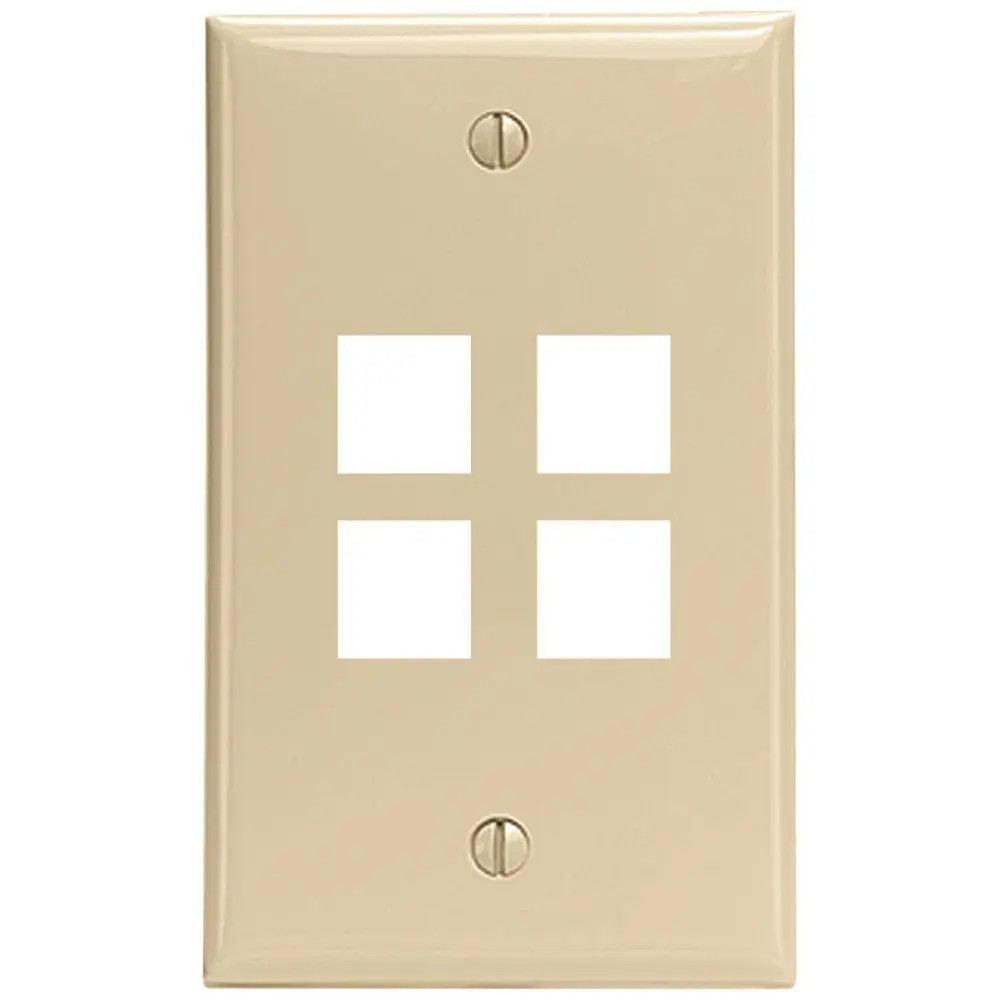 Leviton Ivory Quickport 4-Port Box Mount High Impact Plastic Wallplate 41080-4IP