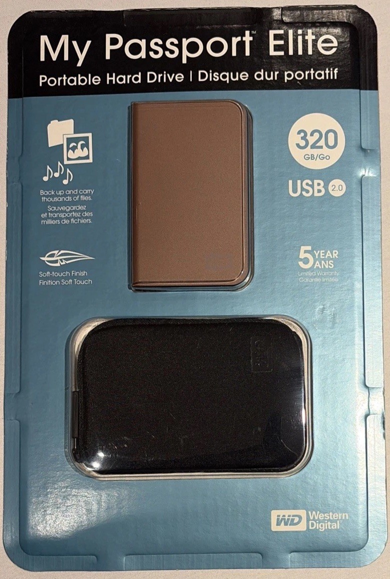 WD 320 GB External Hard Drive WD3200MLZ-00 My Passport Elite USB 2.0 Brown F430