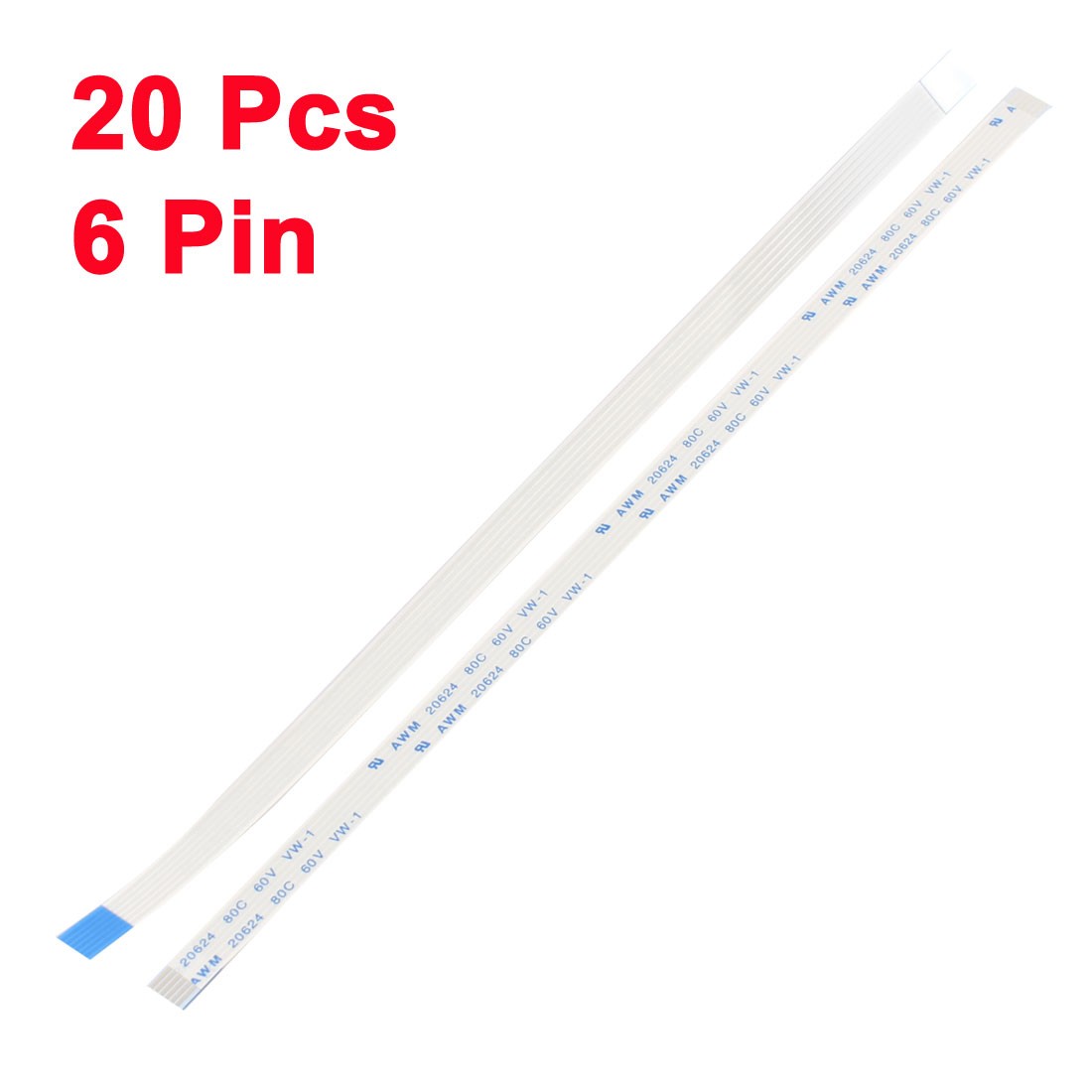 A Type 20Pcs 1.0mm Pitch 6 Pin AWM 20624 80C 60V VW-1 FFC 200mm