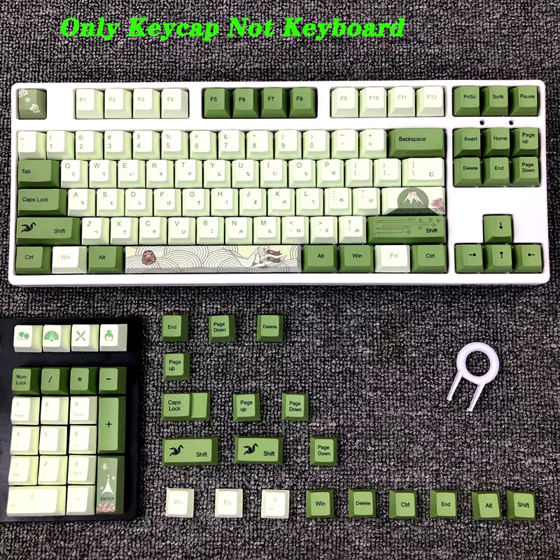 127 Keys Cherry Profile Matcha Green PBT Keycaps Mechanical Keyboard Dye-Subbed