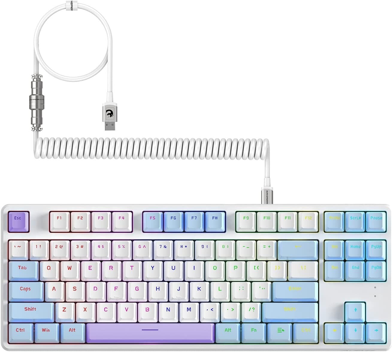 Wired Gaming Keyboard with Coiled Usb C Cable-Hot Swappable Mechanical Keyboard
