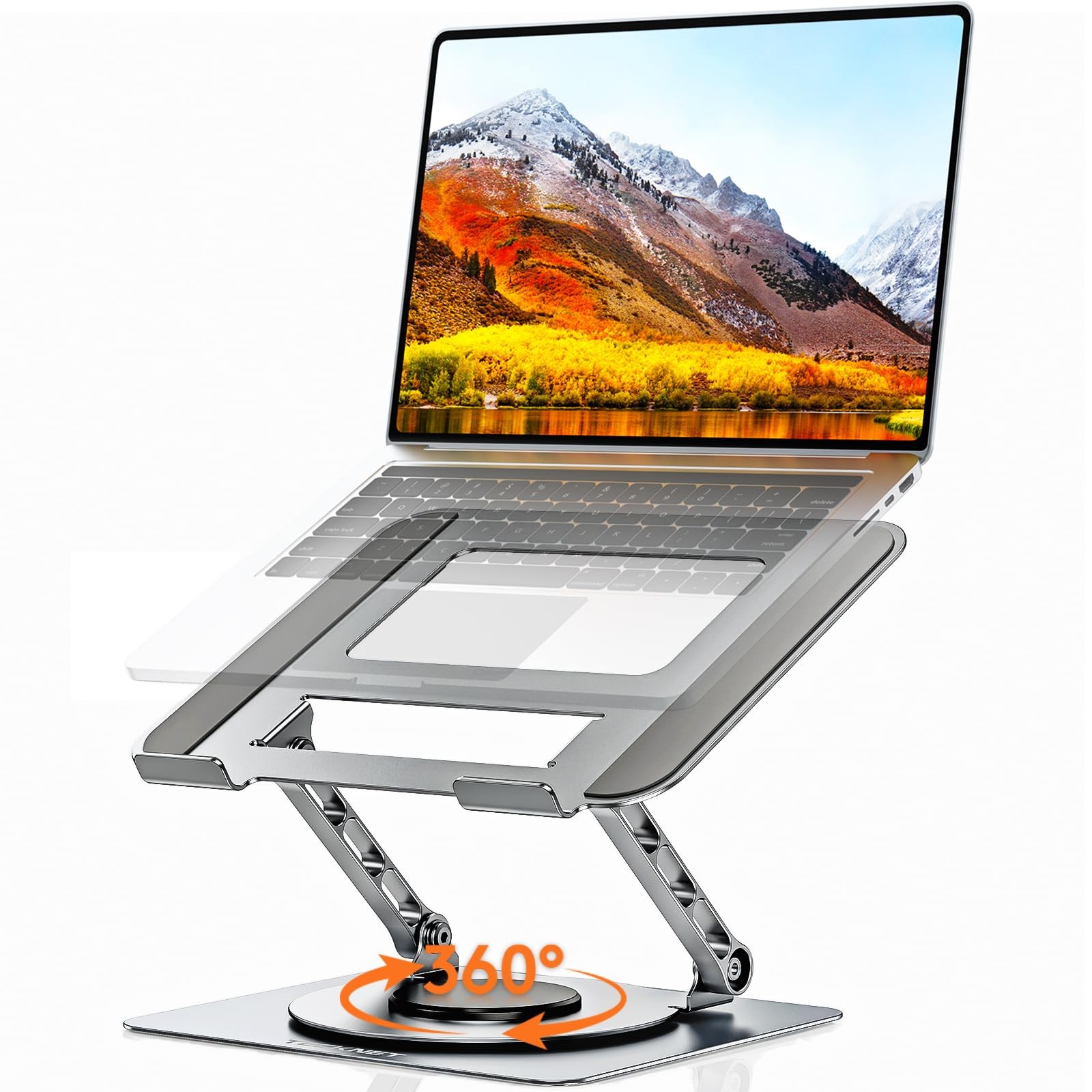 TECKNET Laptop Stand for Desk - 360 Rotating Base, Ergonomic Foldable Computer