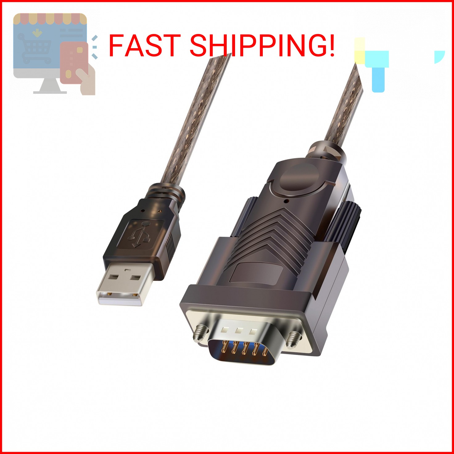 Antkeet USB to RS232 Adapter with FTDI Chipset: 10ft USB 2.0 Male to RS232 Femal