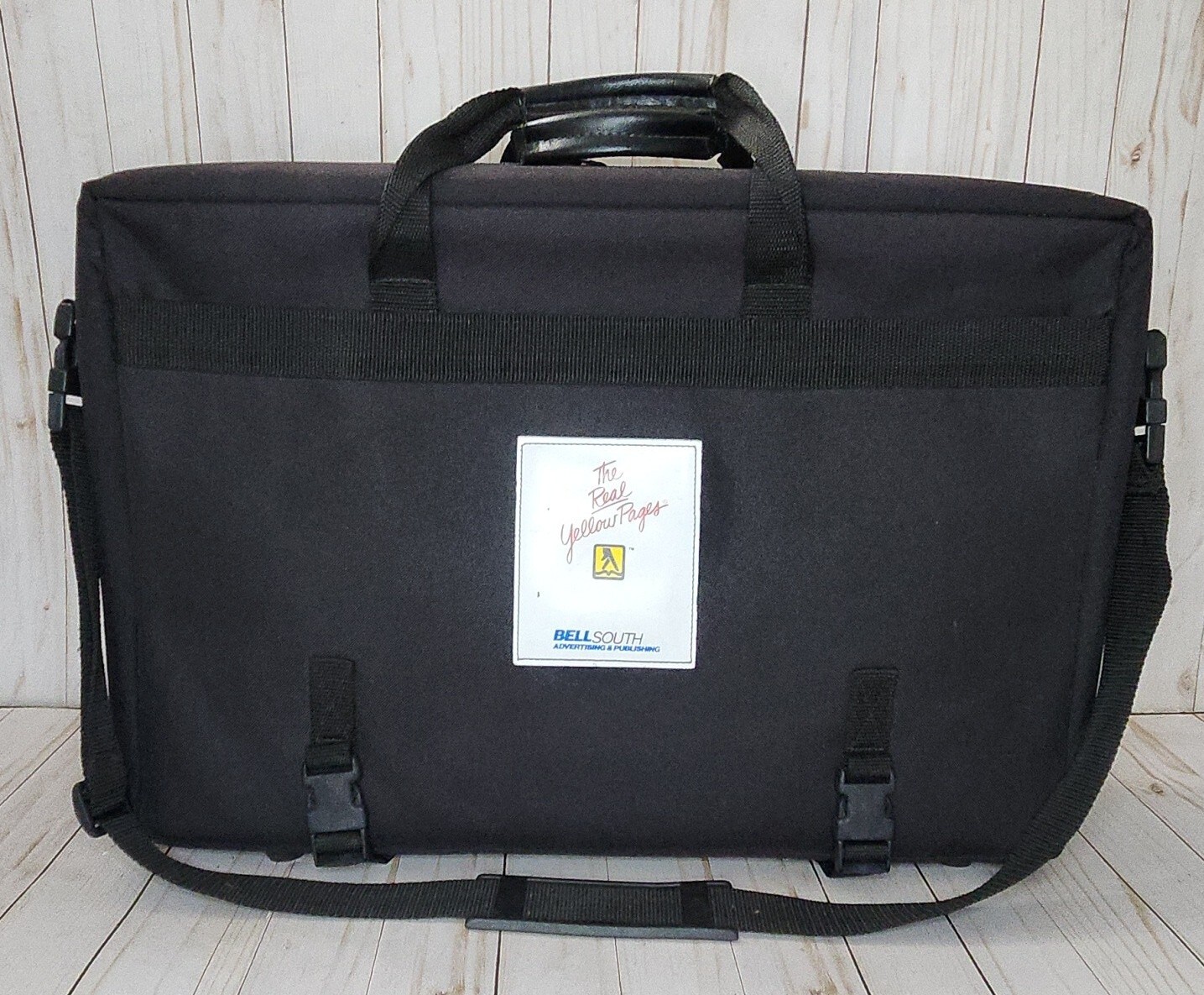 VTG Info Case Top Loading Black Canvas Briefcase Bag BELLSOUTH Yellow Pages RARE