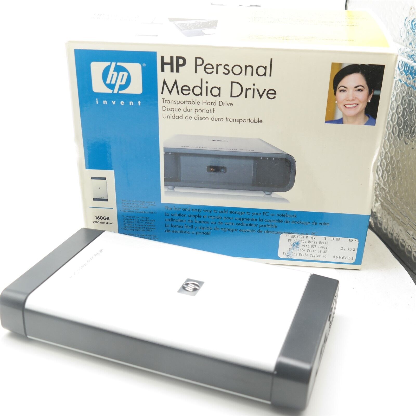 HP Personal Media Drive 160GB Model Hd1600s External Hard Drive HD 
