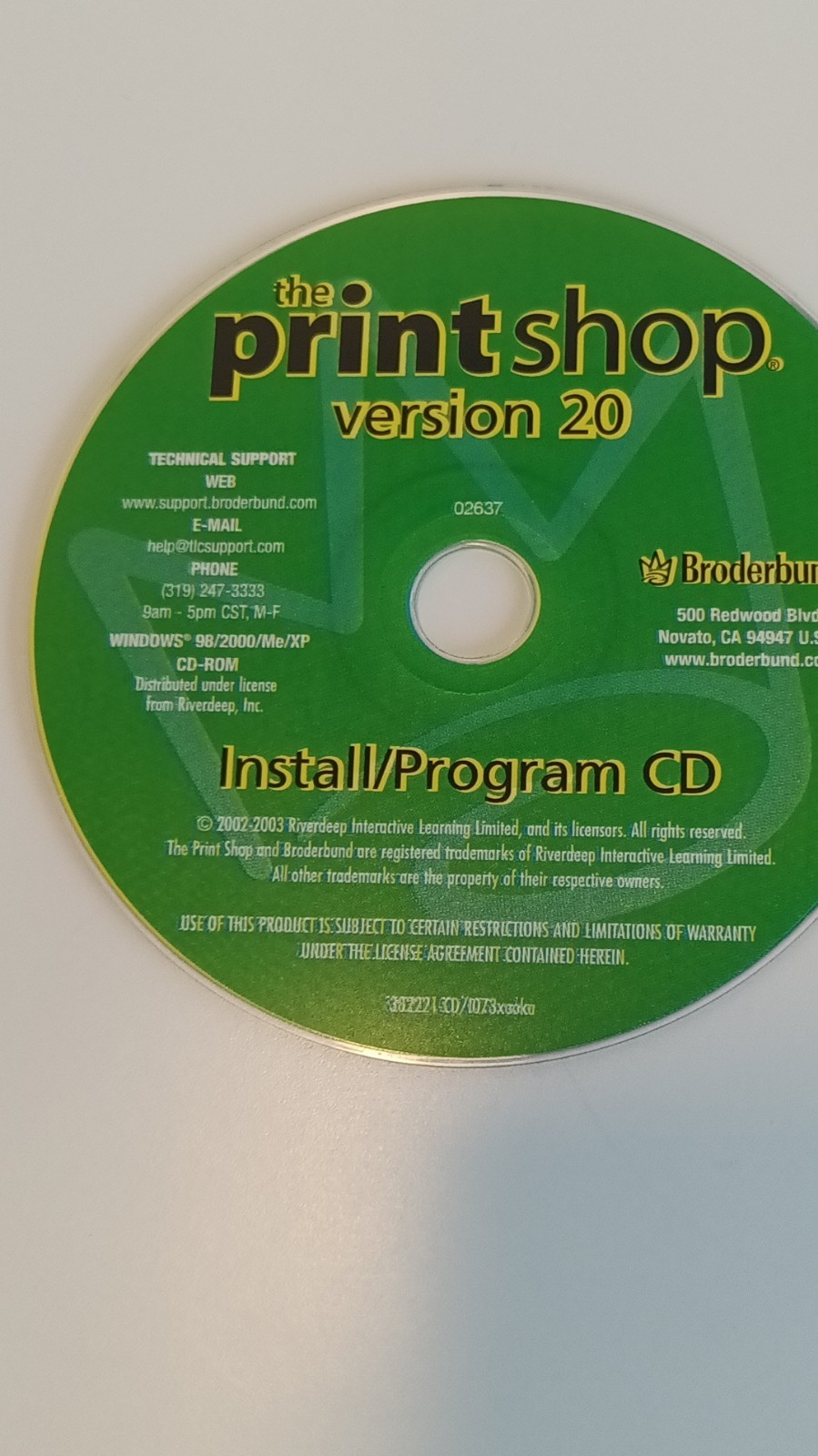 Broderbund The Print Shop Version 20 DTP Software CD for Windows 98/Me/2000/XP