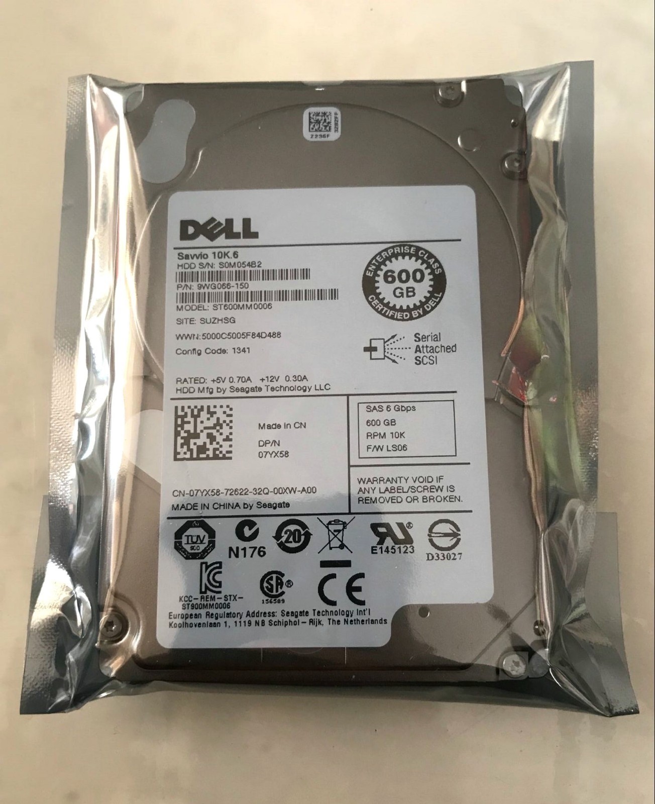 FOR Dell ST600MM0006 600GB 6G 10K 2.5" SAS 7YX58 07YX58 Hard Drive