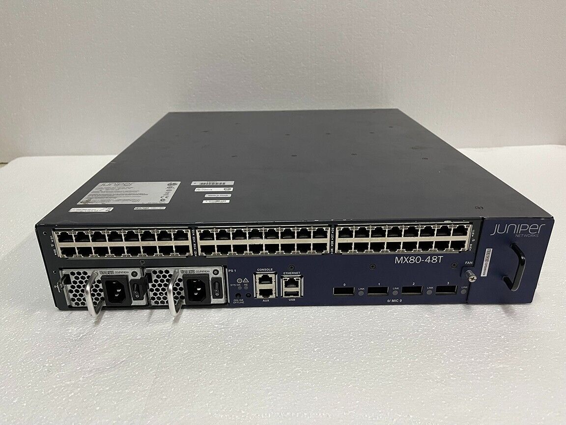 Juniper MX80-48T-AC Router With 48x Fixed 1GE RJ-45 & 4x 10G XFP Ports & Dual PS