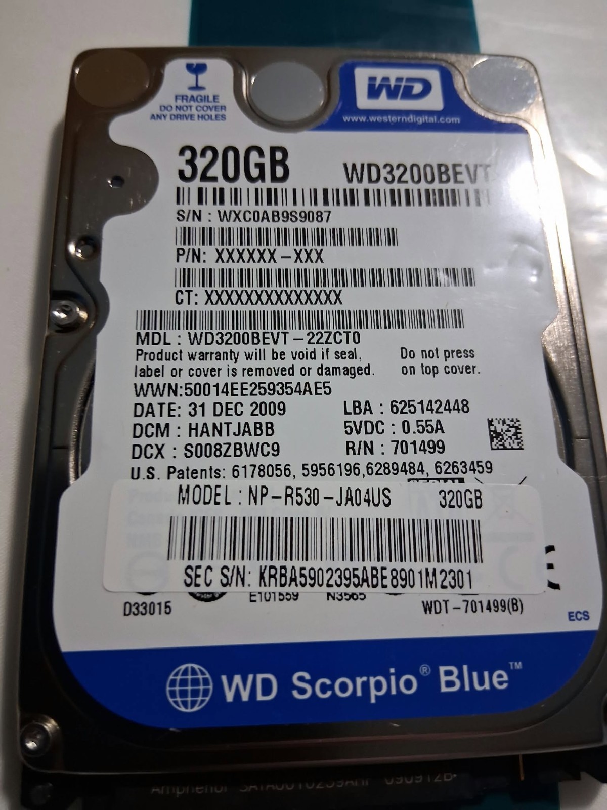Western Digital WD3200BEVT-22ZCT0 320GB 2.5" SATA HDD