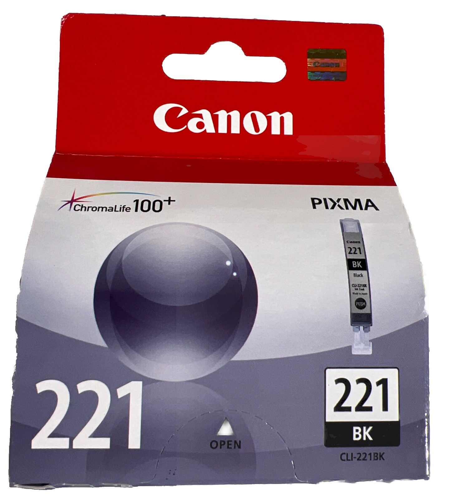Factory-sealed GENUINE Canon 221 Black Ink Cartridge CLI-221BK (Made in Japan)