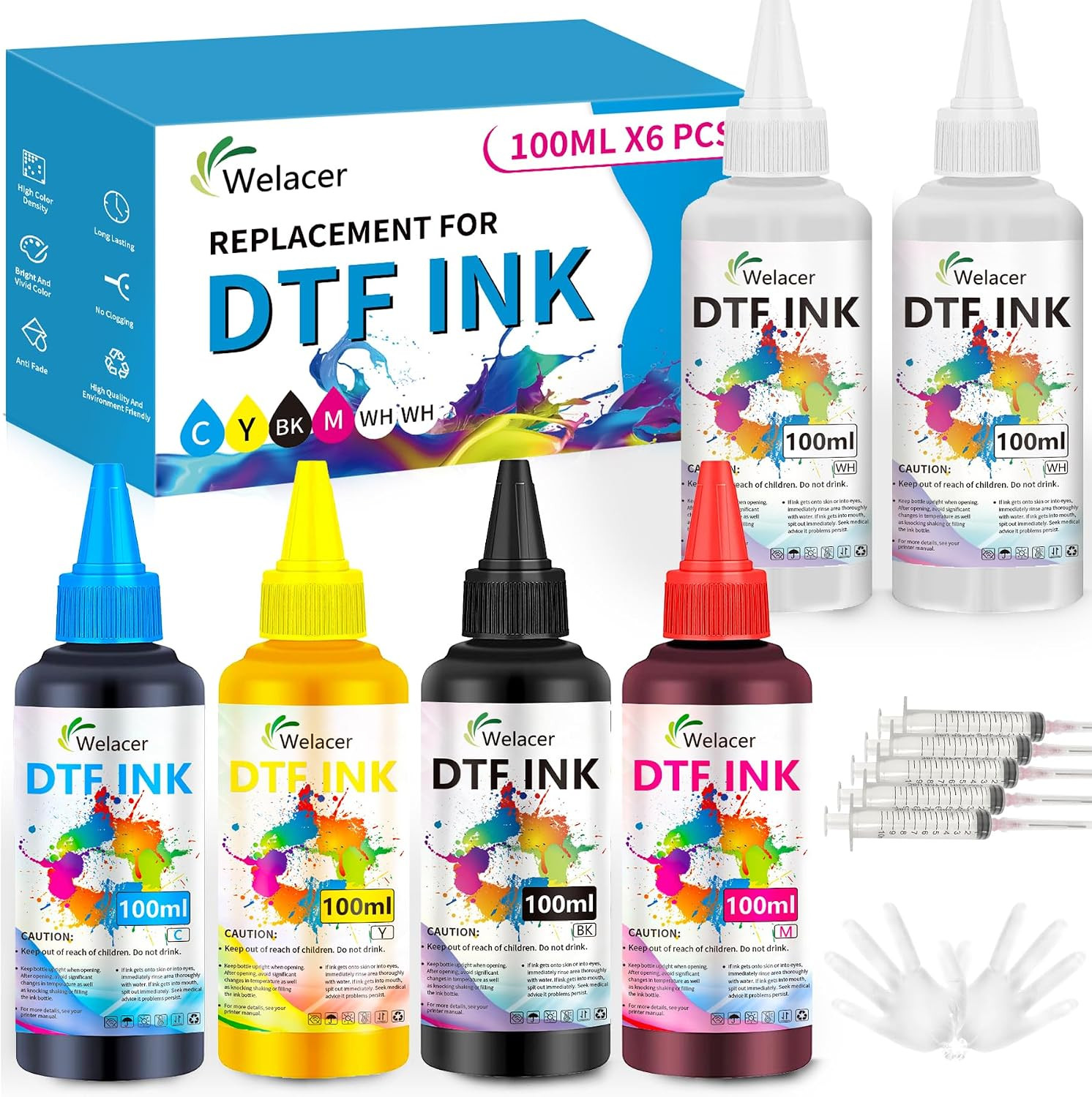 DTF Ink 5Color Kit 100Ml X 6 Heat Transfer Ink Refill ET-8550 I3200