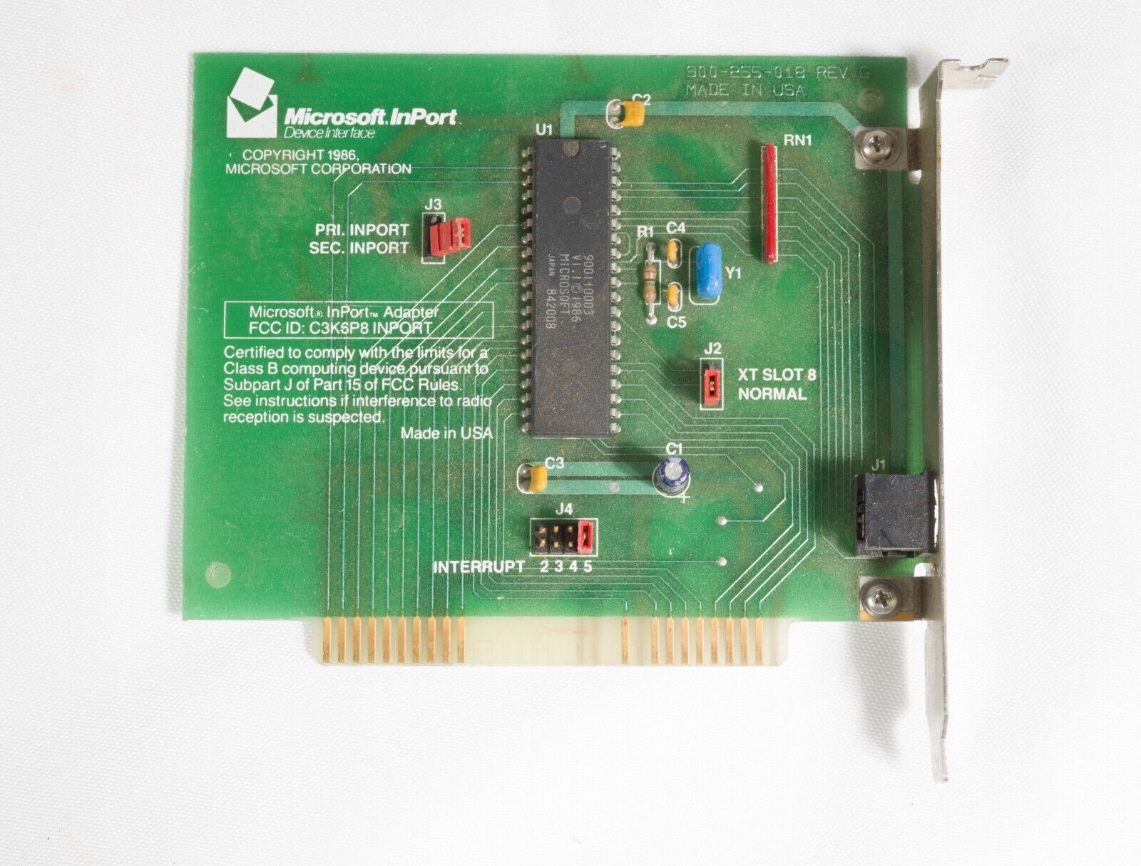 Vintage Microsoft InPort mouse 8 bit ISA ISA734
