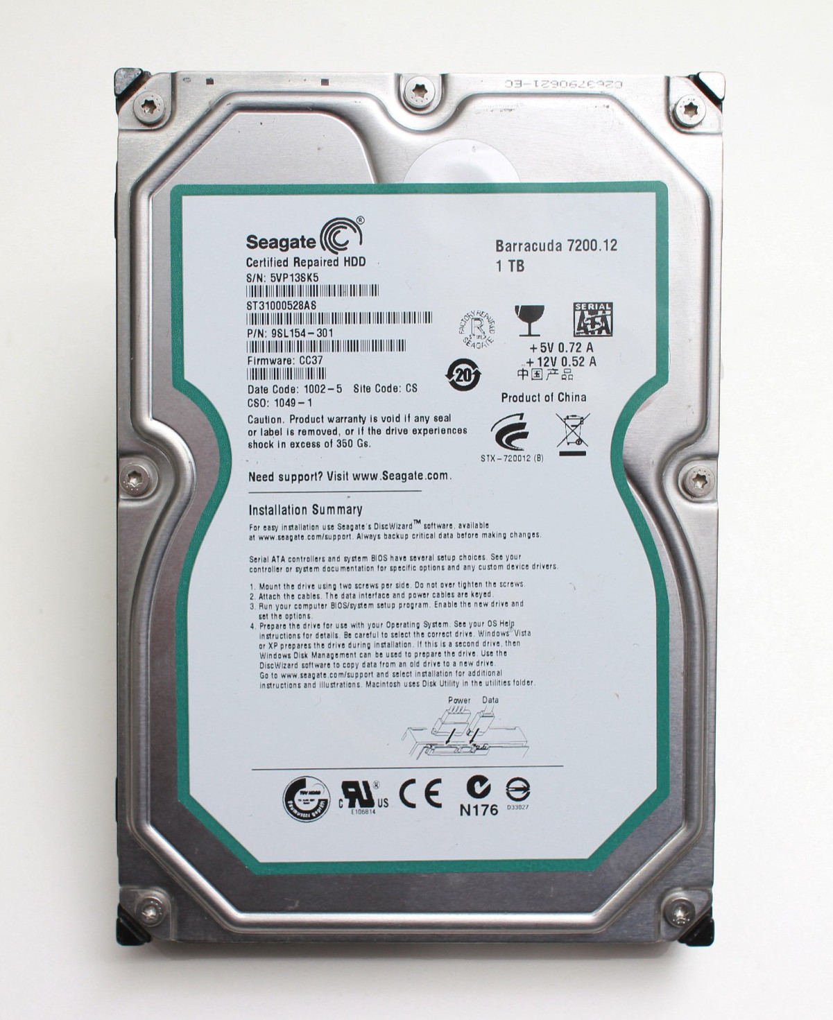 Seagate 1TB SATA 7200 RPM Hard Drive ST31000528AS - TESTED SMART OK