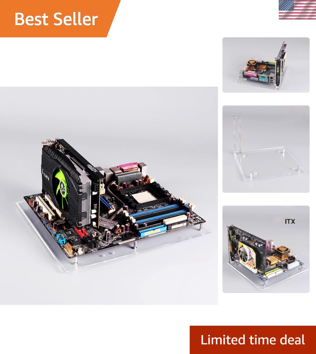 DIY-Friendly Mini ITX Motherboard Case with  Acrylic Frame and Cooling
