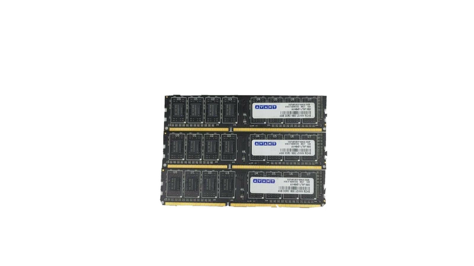 Lot of 3 Avant 4GB PC3-12800 DDR3 1600 PC Memory UDIMM AVF6451U67F1600GH-SADP
