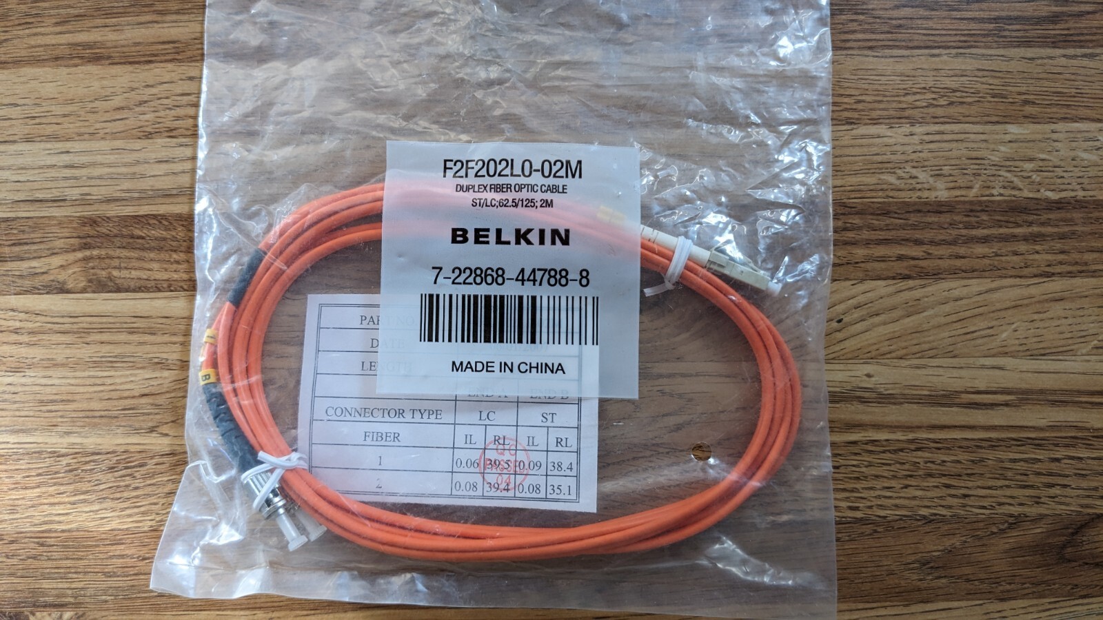 Belkin F2F202L0-02M Duplex Fiber Optic Cable