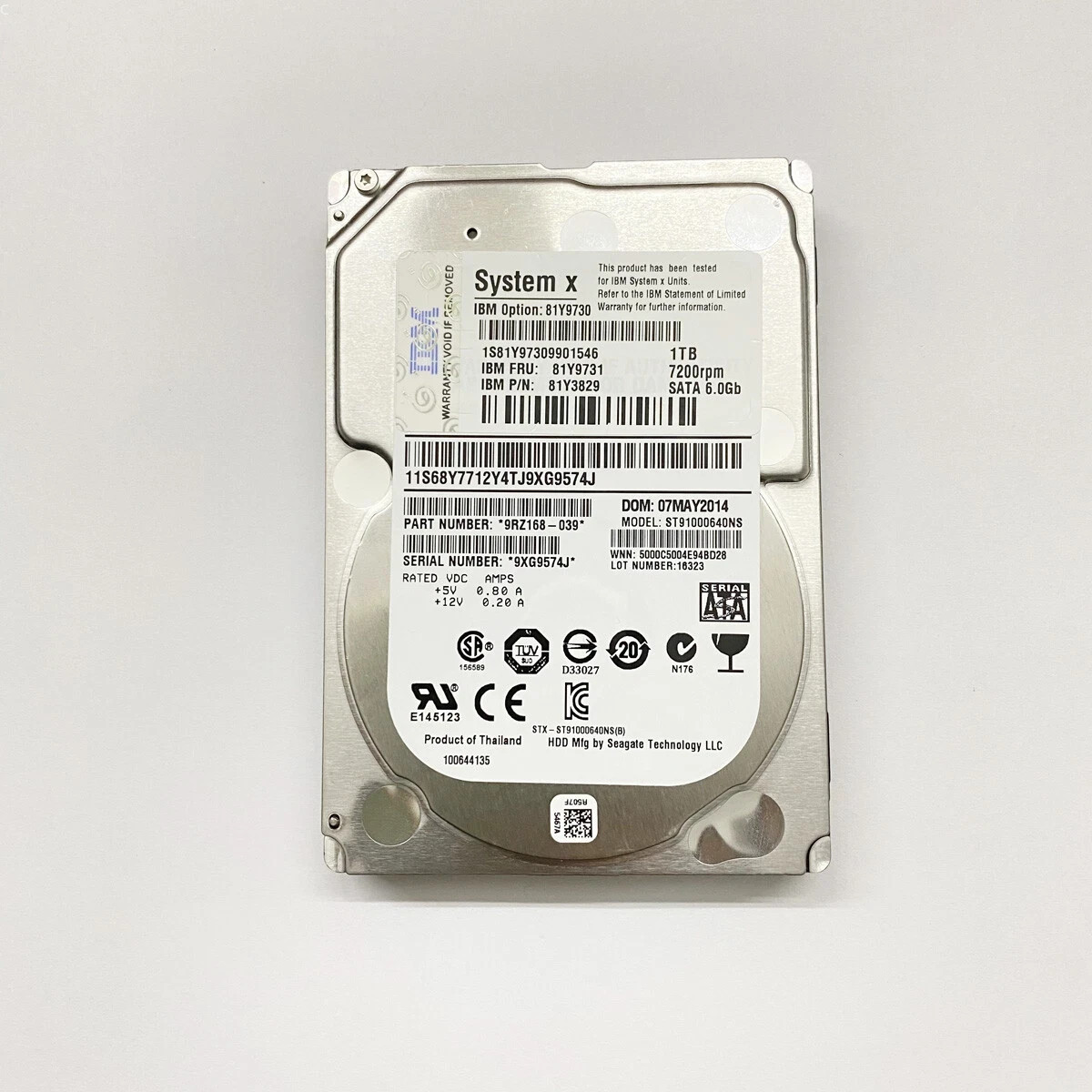 Lenovo 81Y9730 81Y9731 81Y3829 1TB SATA 7.2K 2.5'' M3 M4 Hard Drive HDD