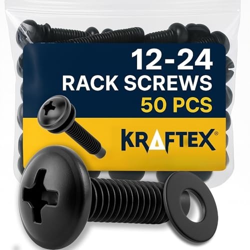 12-24 Rack Screws [50pk] – Mount with (50 Pack), Black