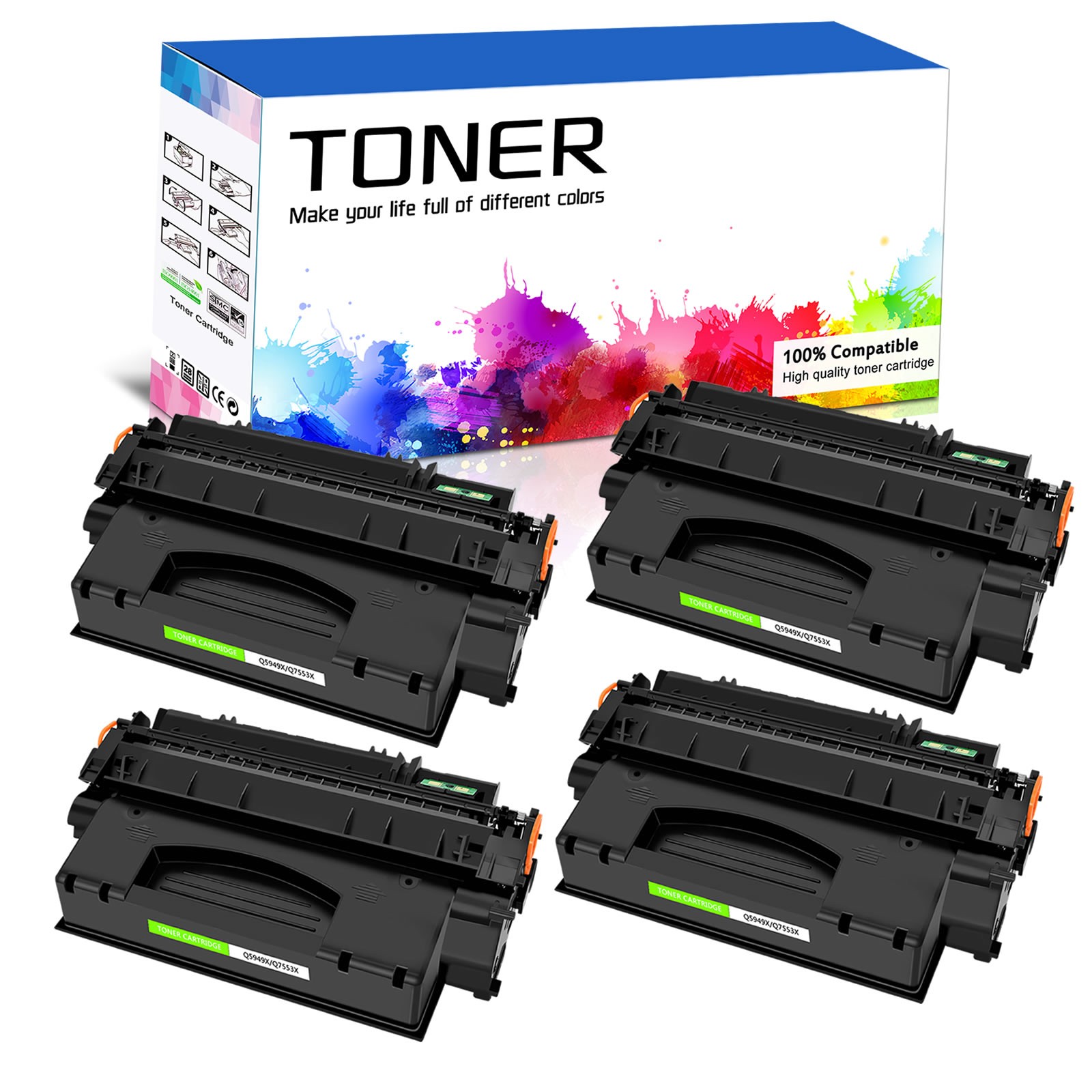 4PK Q7553X 53X Toner Cartridge Fits For HP Laserjet P2015d P2015dn M2727NF MFP