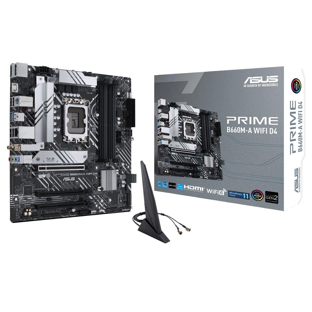 ASUS Prime B660M-A WiFi D4 mATX LGA1700 DDR4 WiFi 6 PCIe 4.0 M.2 Aura Sync