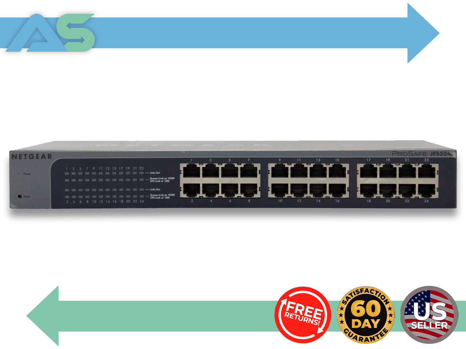 Netgear ProSafe Plus JFS524E 24 Port 10/100 Fast Unmanged Ethernet Switch
