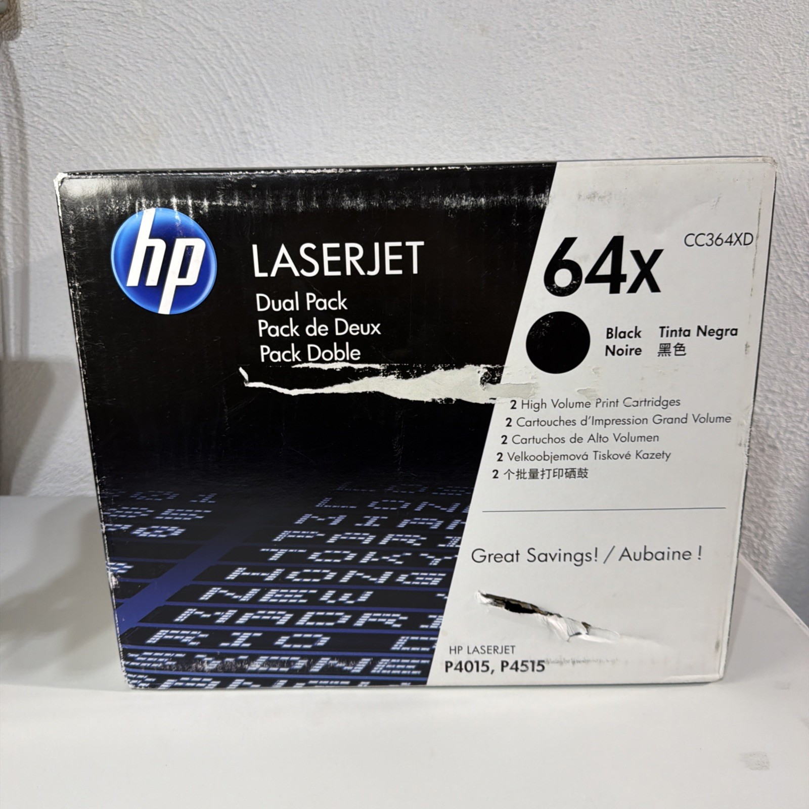 HP CC364XD 64X Black Toner Cartridge Dual Pack Genuine New Sealed 2 Pack