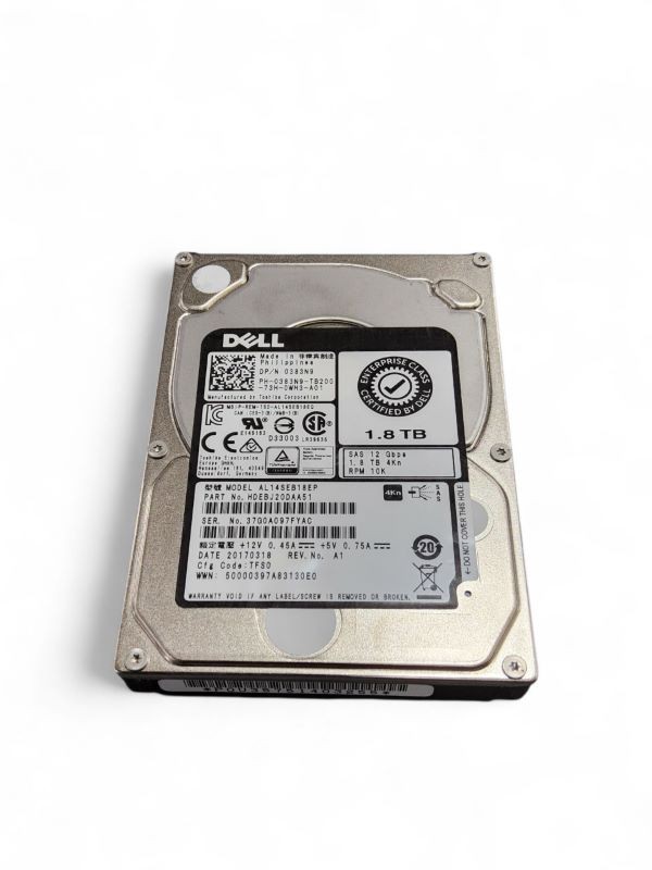 Dell 0383N9 1.8TB 10K SAS 12G 4Kn 2.5" HDD HBEBJ20DA5 w/TRAY