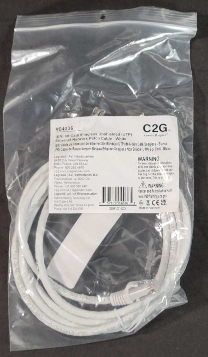 C2G/Cables to Go 6Ft #04036 Cat6 Snagless Unshielded (UTP) Cable  (IND)