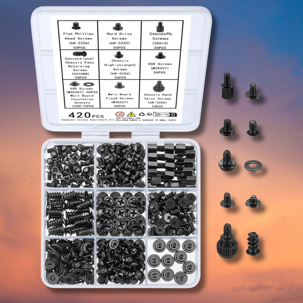 420Pcs Computer Screws Motherboard Standoffs Kit for Motherboard Laptop Computer