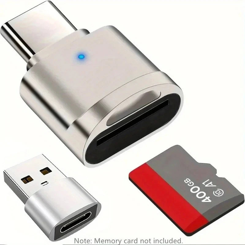 2 Pack USB C SD TF Card Reader Adapter Zinc Alloy USB-C to USB for iPhone 15-17