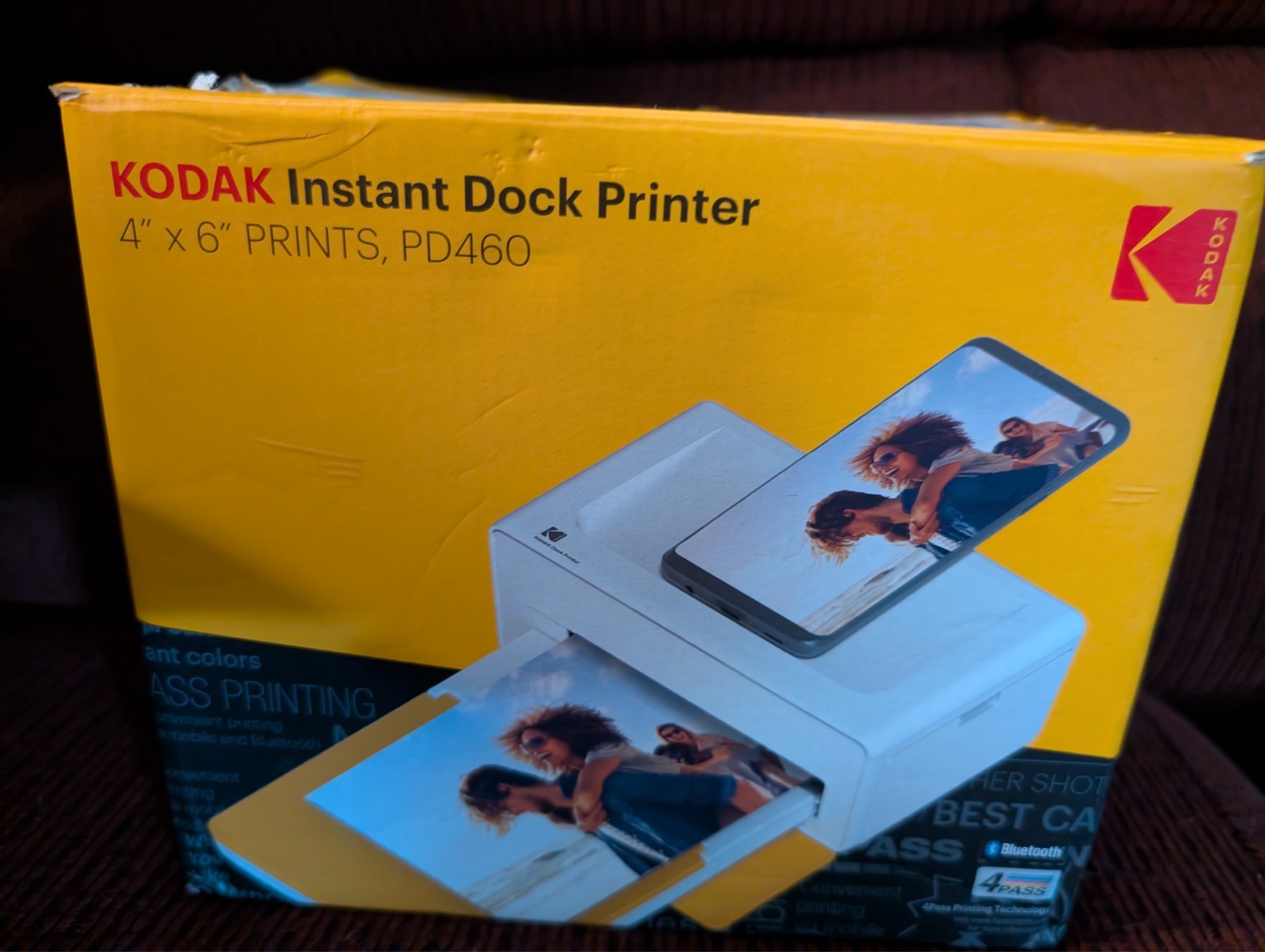 KODAK Dock Printer PD460 Portable Instant 4x6 Photo Printer Bluetooth w Paper