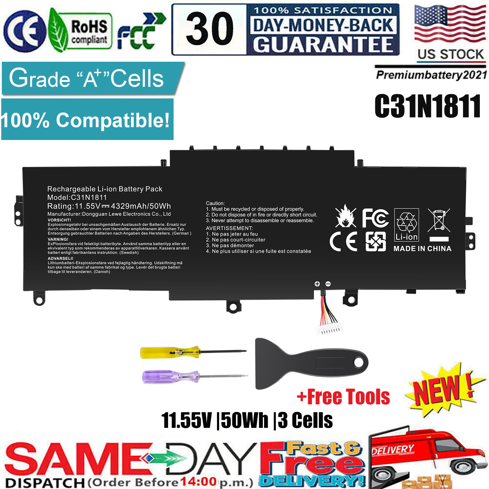 C31N1811 Laptop Battery For Asus ZenBook 14 UX433F UX433FA UX433FN RX433F 50Wh
