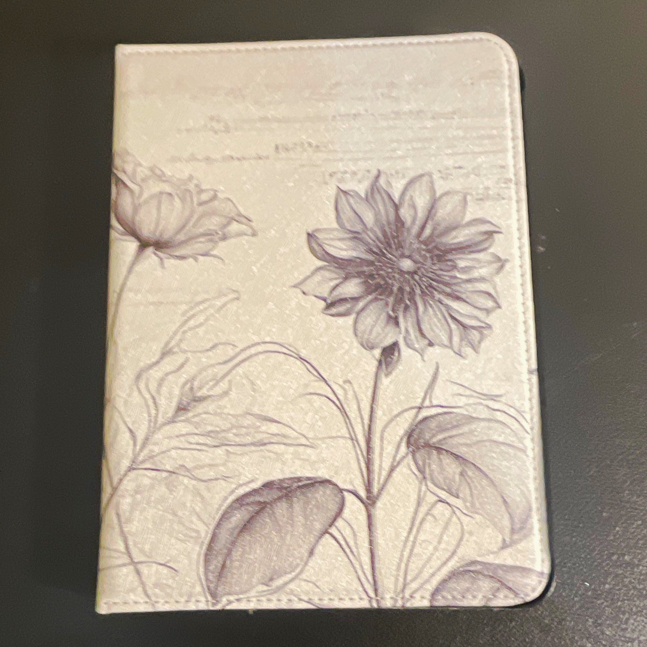 Gray Floral Synthetic Leather Stand Case Cover for Kindle with Integrated Stand