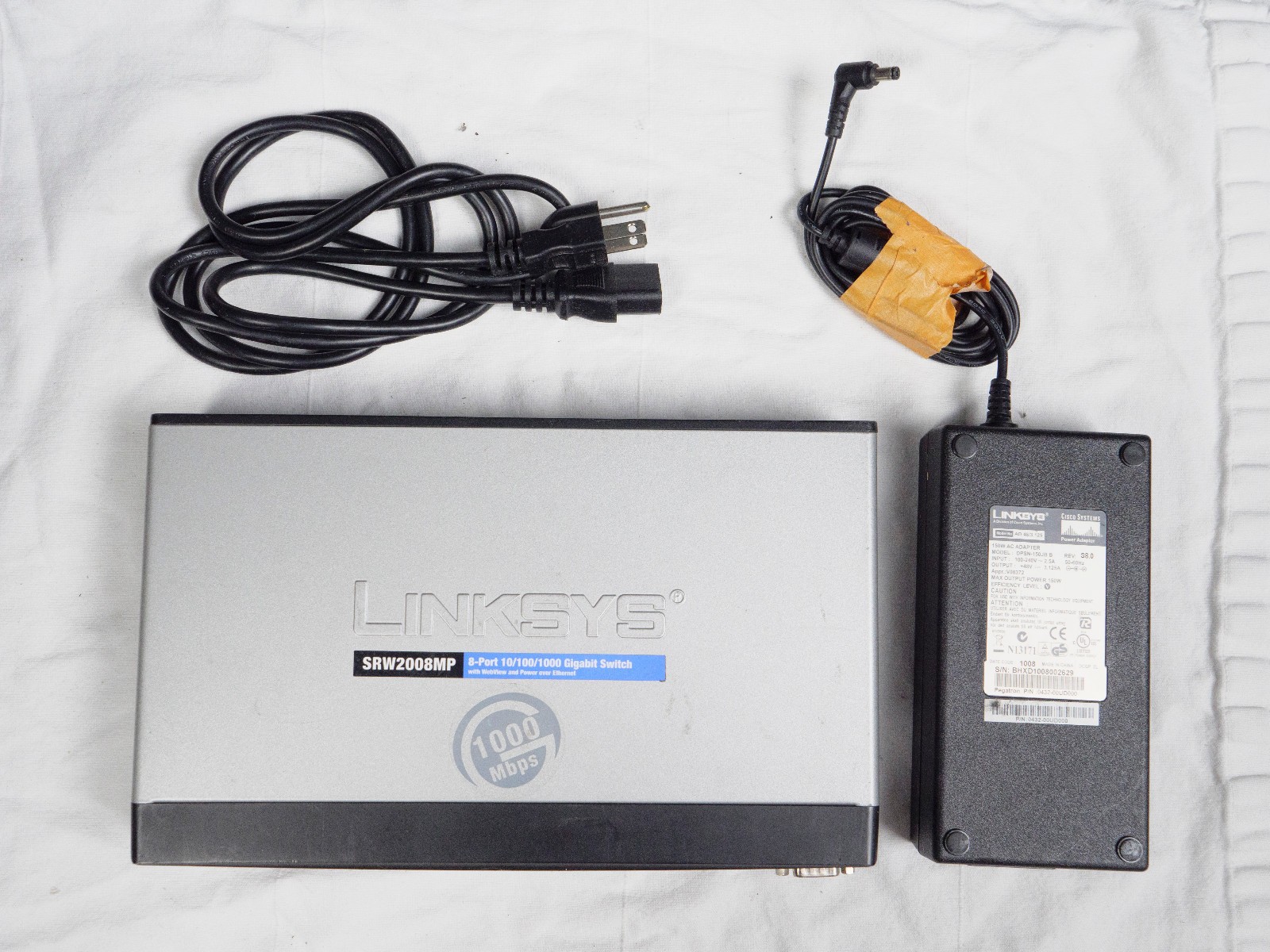 Linksys SRW2008MP  10/100/1000 Ethernet Switch with Power Supply