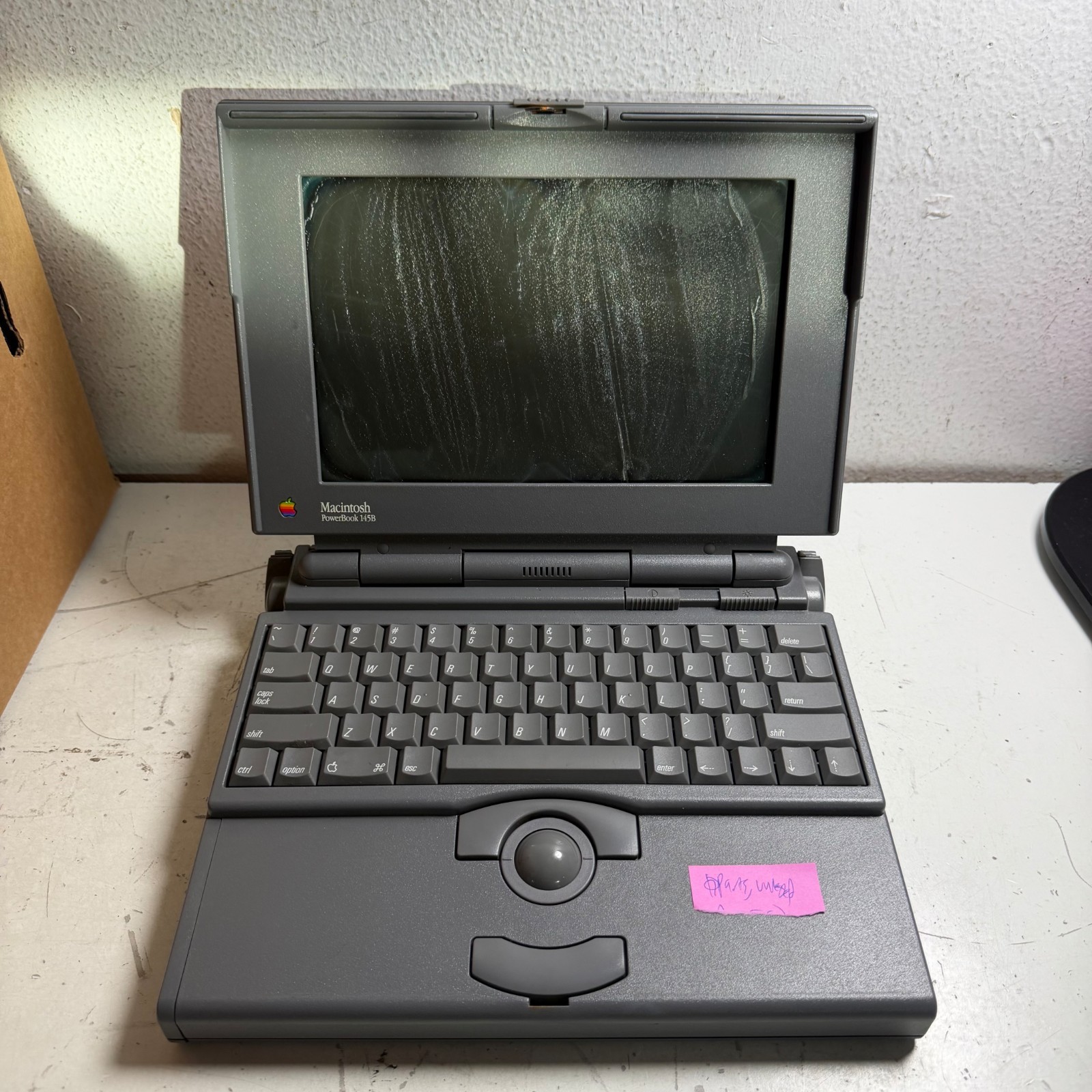 Vintage Apple Macintosh PowerBook 145B M5409 Gray 1-bit LCD Laptop - For Parts