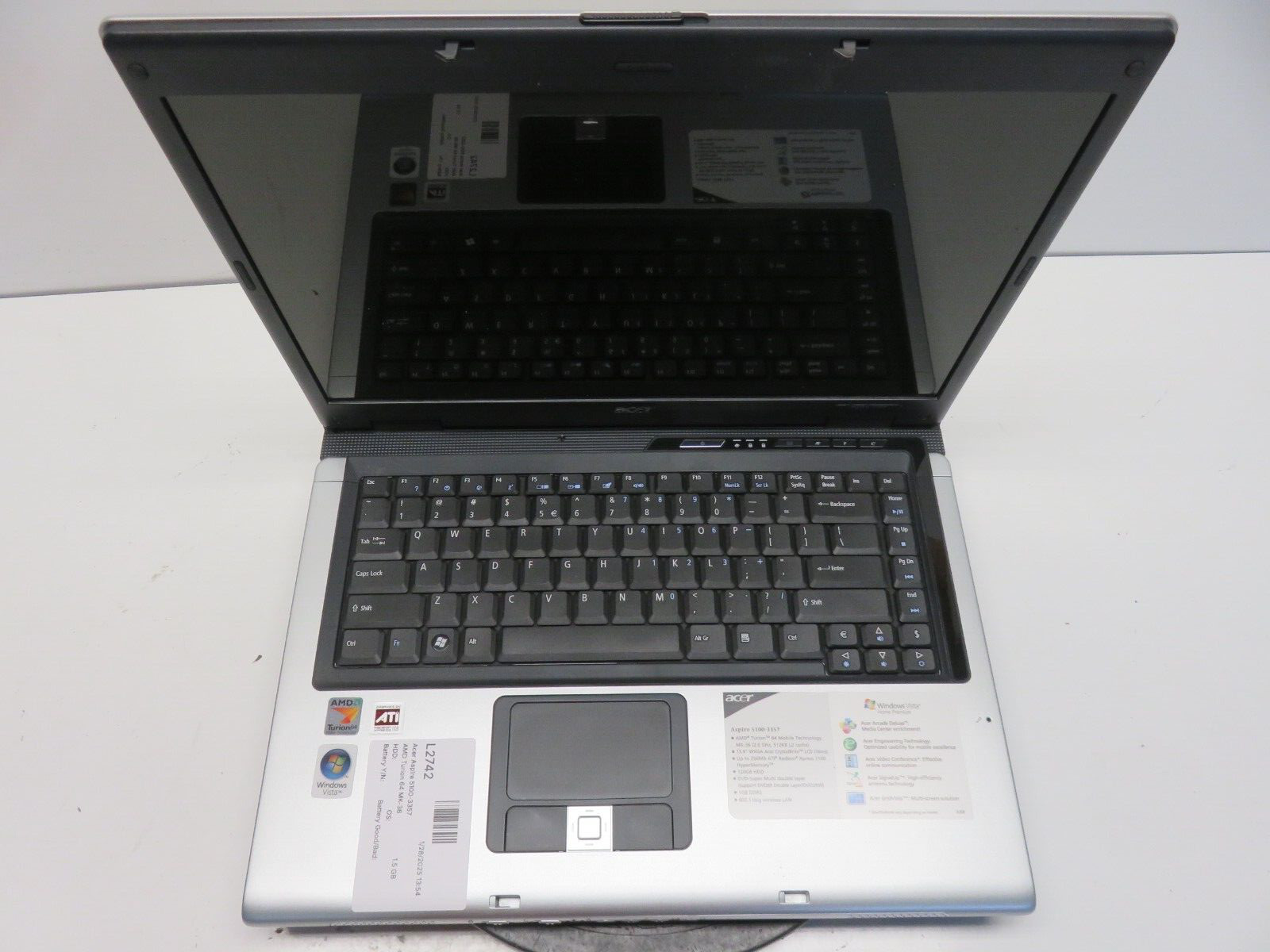 Acer Aspire 5100-3357 AMD Turion 64 MK-36 2000MHz 1.5 GB NO HDD No Batt
