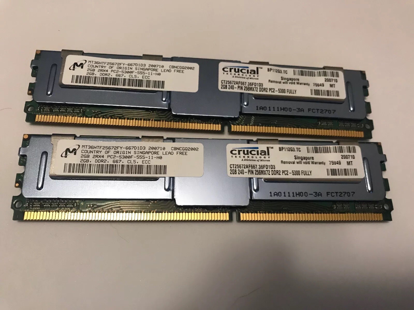 Crucial CT25672AF667 Micron 4GB (2x2GB) PC2-5300F DDR2 ECC Server Memory RAM
