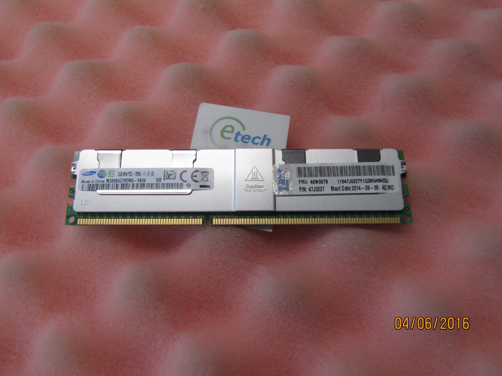 46W0676 46W0678- IBM 32GB ( 4Rx4, 1.35V) PC3L-12800 CL11 ECC DDR3 1600MHz LRDIMM