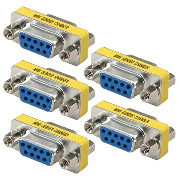 5 Pcs D-SUB RS-232 DB9 9-Pin Female to Female Serial Mini Gender Changer Coupler