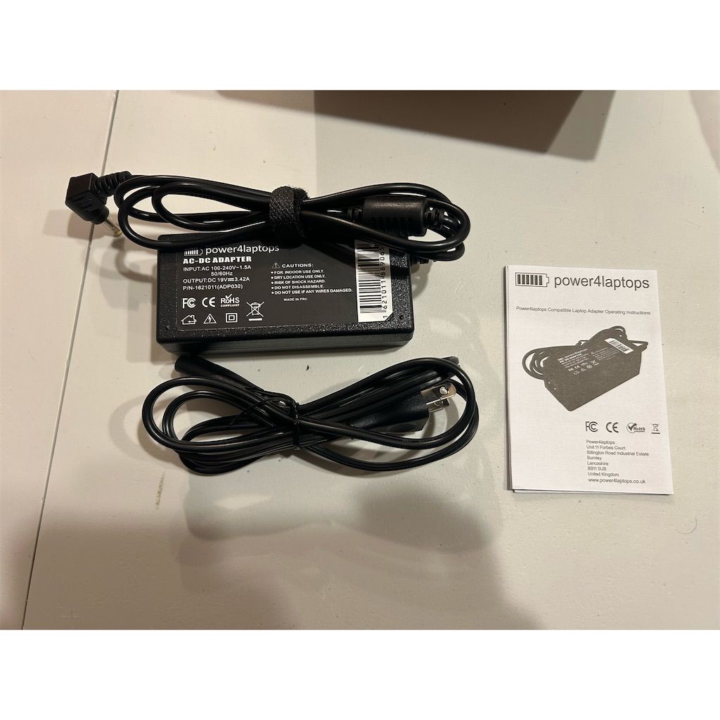 Power4Laptops 65W AC-DC Adapter Charger 19V 3.42A Black