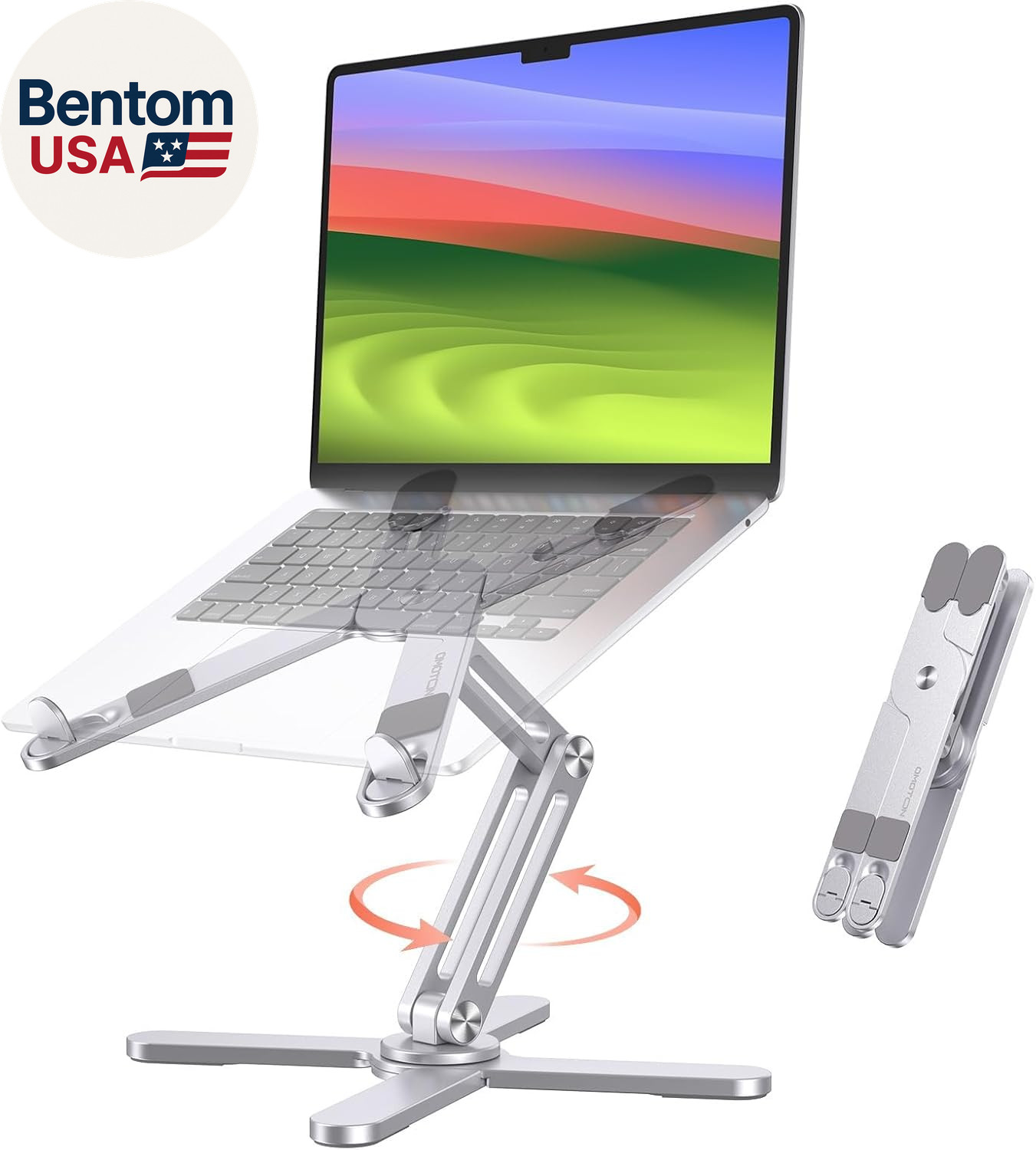360° Rotating Laptop Stand Riser for Desk, Ergonomic Foldable Computer Stand Adj