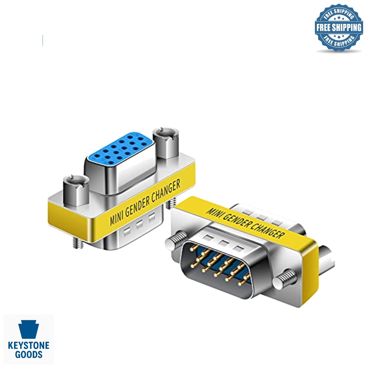 2-Pack VGA Male to Female Adaptors - HD15 Gender Changers for Monitors & Proj...