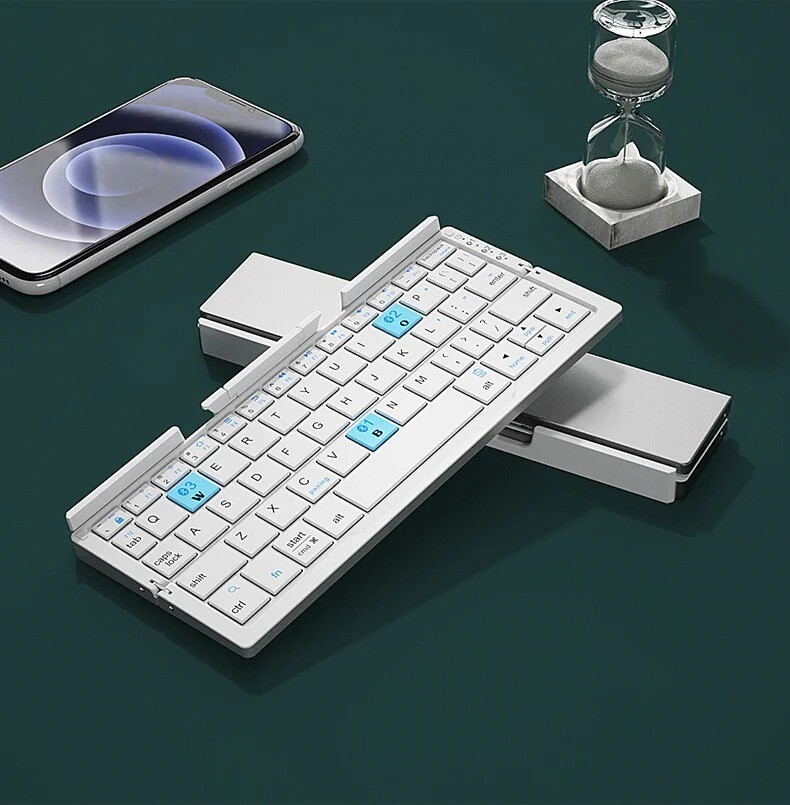 Jomaa Foldable Bluetooth Keyboard Rechargeable Keyboard Mini Folding Wireless