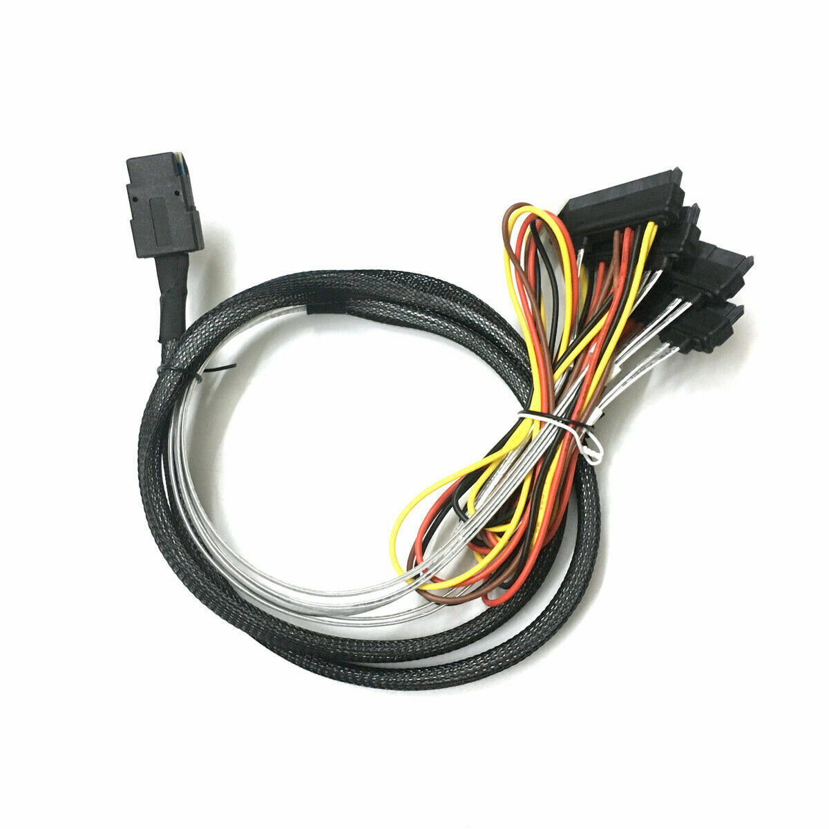 2PCS Mini SAS 36 Pin SFF-8087 to 4x SAS/SFF-8482 with 1 Power HDD Cable 3FT 1M