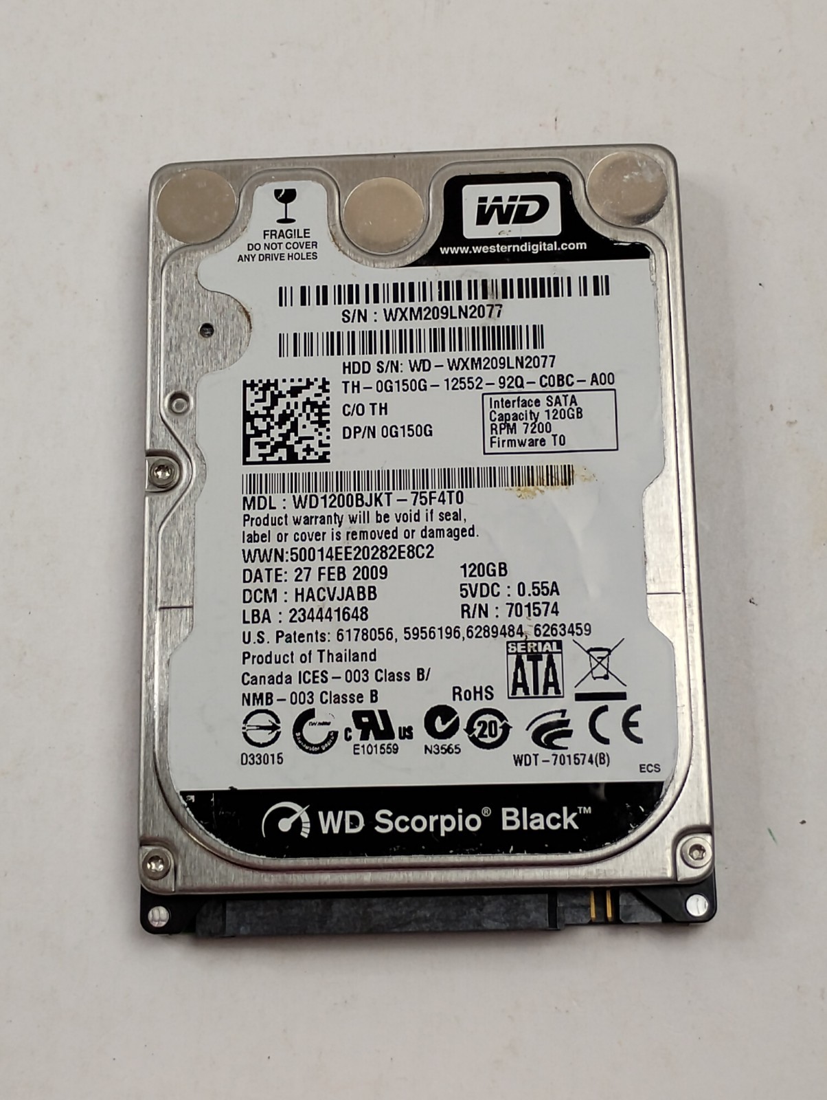 Western Digital WD Scorpio Black WD1200BJKT 120GB 2.5" SATA 2 HDD (TESTED)