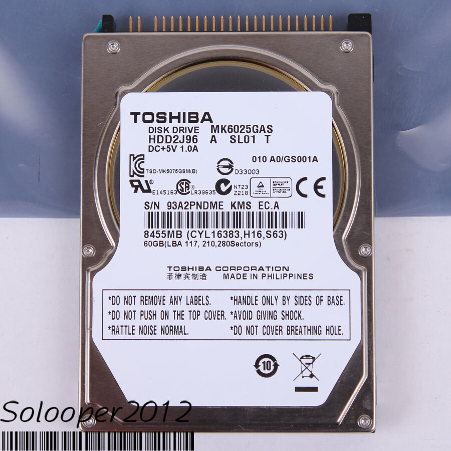 Free shiping TOSHIBA 60 GB HDD 2.5