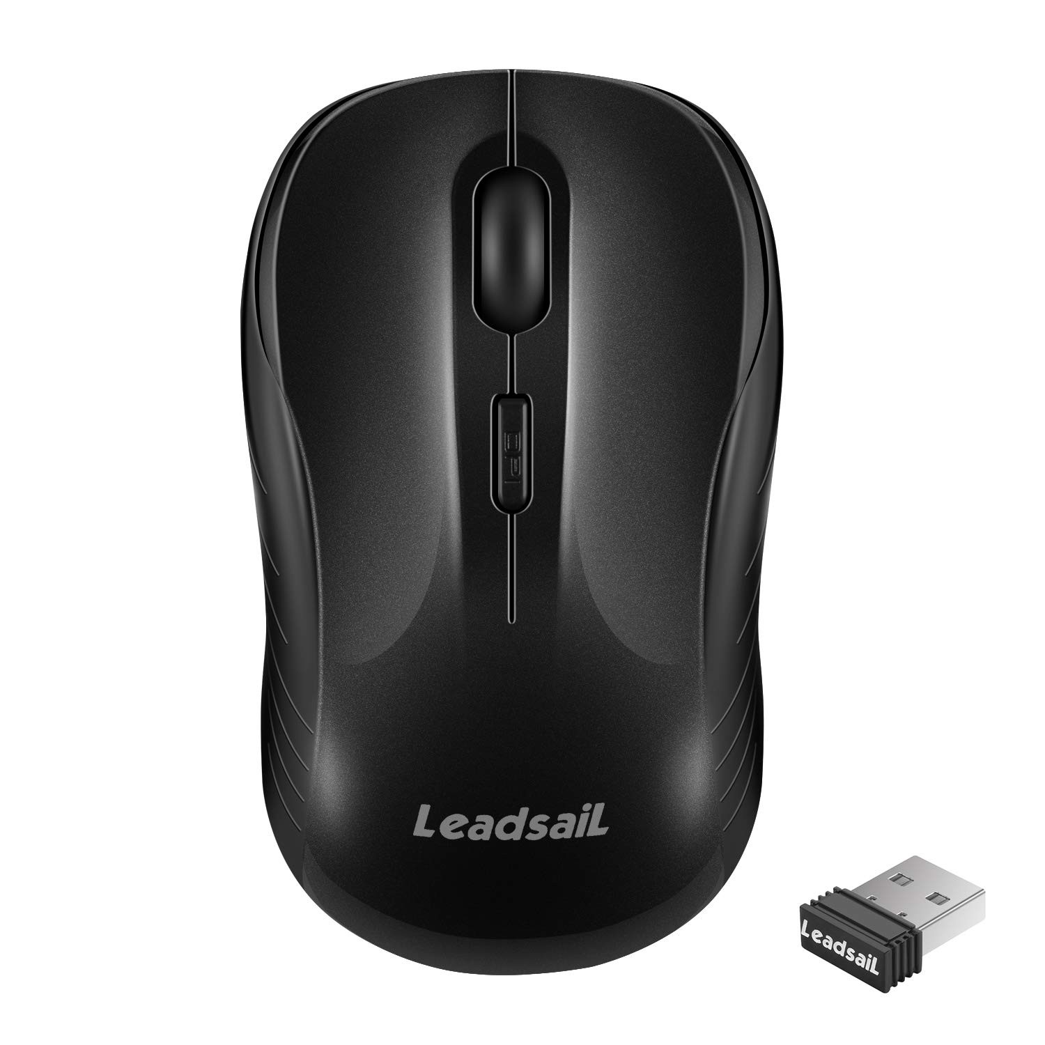LeadsaiL Wireless Mouse Silent 2.4G USB Computer Compact Optical Black 
